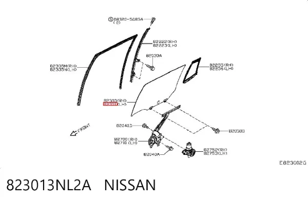 Скло задньої двері лівої 823013NL2A Nissan/Infiniti