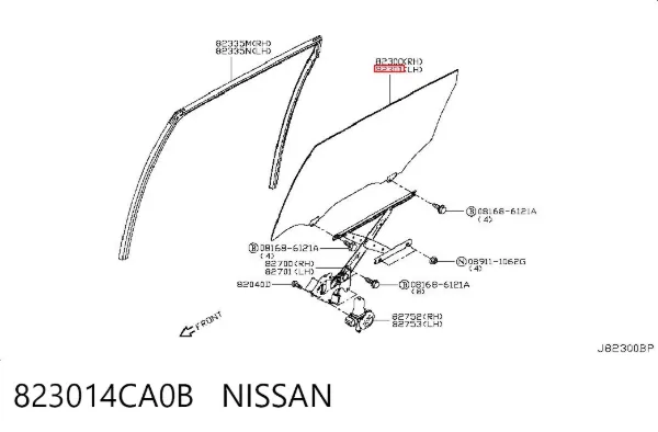 Скло задньої двері лівої 823014CA0B Nissan/Infiniti