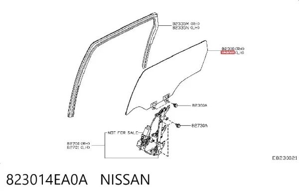 Скло задньої двері лівої 823014EA0A Nissan/Infiniti