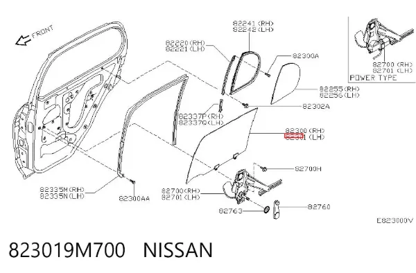 Скло задньої двері лівої 823019M700 Nissan/Infiniti