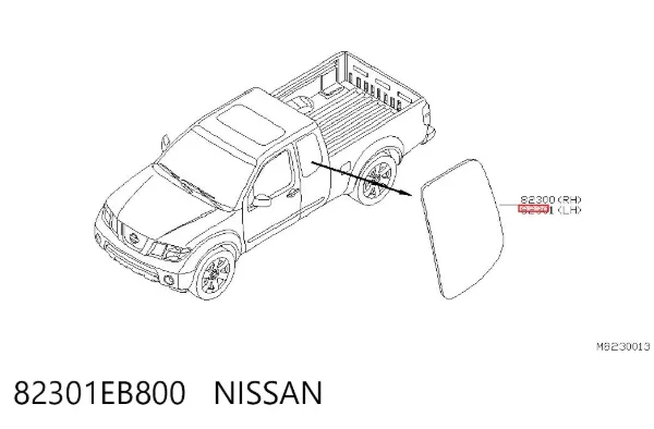 Скло задньої двері лівої 82301EB800 Nissan/Infiniti