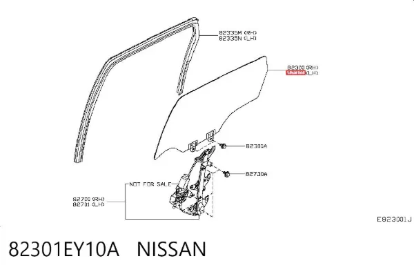 Скло задньої двері лівої 82301EY10A Nissan/Infiniti