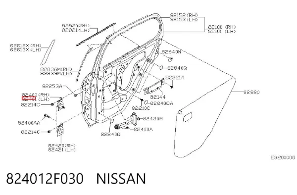 Петля заднтої двері, лівої 824012F030 Nissan/Infiniti