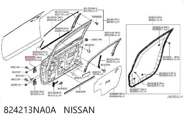 Петля передніх дверей, лівої 824213NA0A Nissan/Infiniti