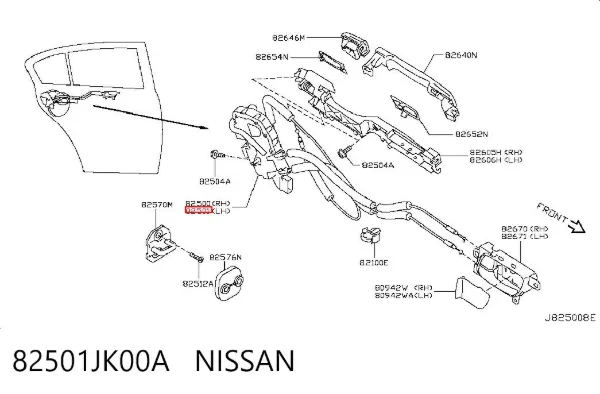 Замок задньої двері, лівої 82501JK00A Nissan/Infiniti