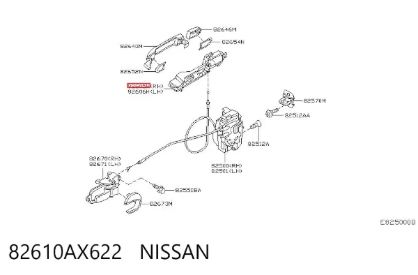 Тримач зовнішньої ручки дверей, задніх правих 82610AX622 Nissan/Infiniti