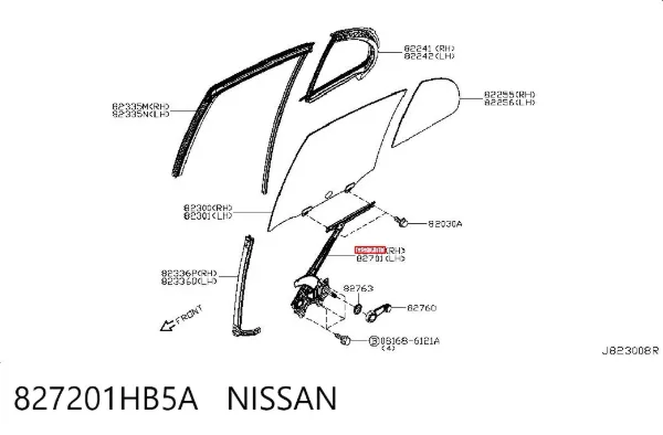 Механізм склопідіймача двері задньої, правої 827201HB5A Nissan/Infiniti
