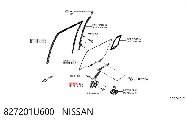 Механізм склопідіймача двері задньої, правої 827201U600 Nissan/Infiniti