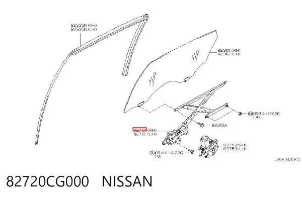 Механізм склопідіймача двері задньої, правої 82720CG000 Nissan/Infiniti