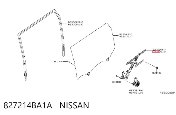 Механізм склопідіймача двері задньої, лівої 827214BA1A Nissan/Infiniti