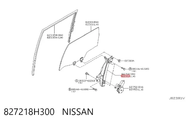 Механізм склопідіймача двері задньої, лівої 827218H300 Nissan/Infiniti
