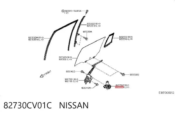 Двигун стеклопод'емника двері задньої, лівої 82730CV01C Nissan/Infiniti
