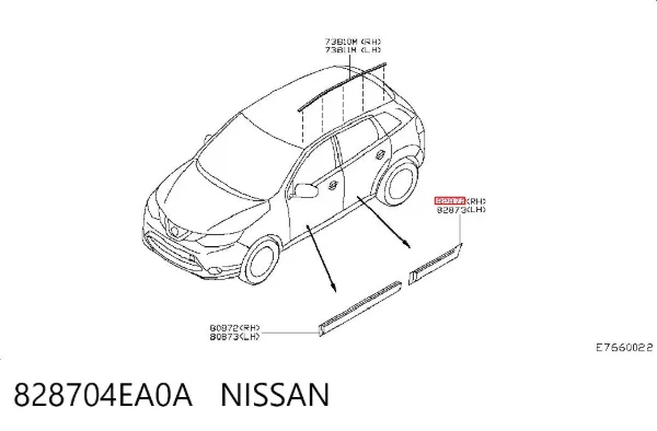 Молдинг задніх правих дверей 828704EA0A Nissan/Infiniti