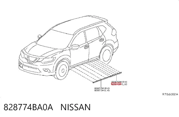 Молдинг задніх лівих дверей 828774BA0A Nissan/Infiniti