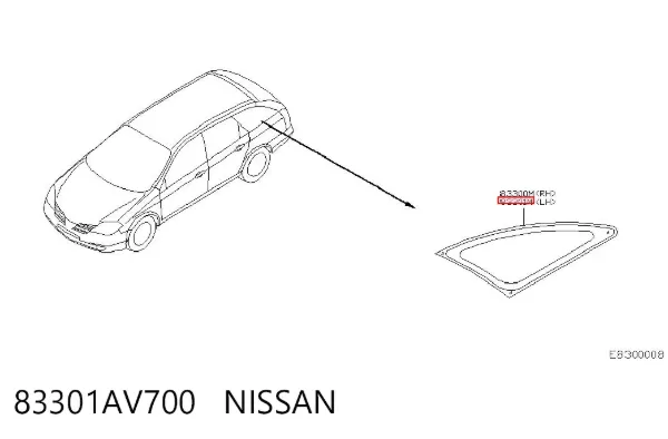 Скло багажного відсіку, ліве 83301AV700 Nissan/Infiniti