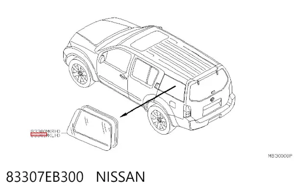 Скло багажного відсіку, ліве 83307EB300 Nissan/Infiniti