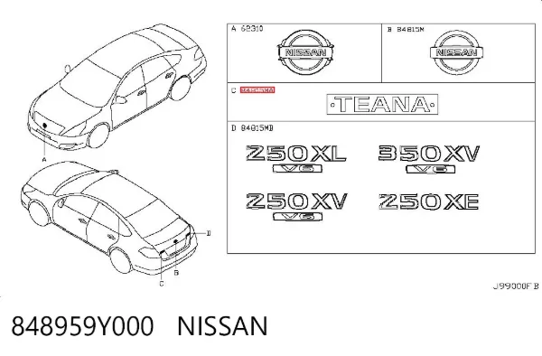 Емблема кришки багажника 848959Y000 Nissan/Infiniti