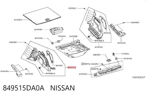 Облицювання багажного відсіку, ліве 849515DA0A Nissan/Infiniti