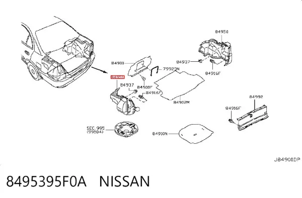 Облицювання багажного відсіку, ліве 8495395F0A Nissan/Infiniti