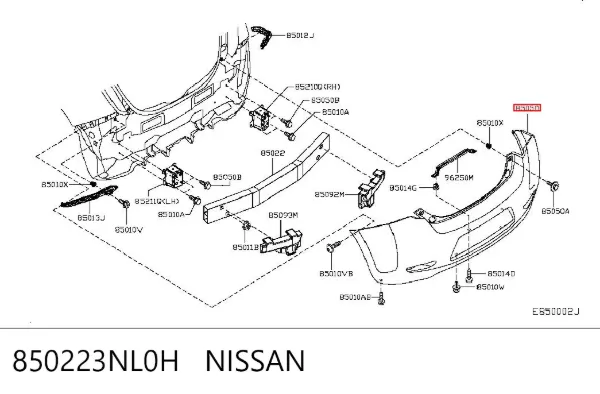 Задній бампер 850223NL0H Nissan/Infiniti