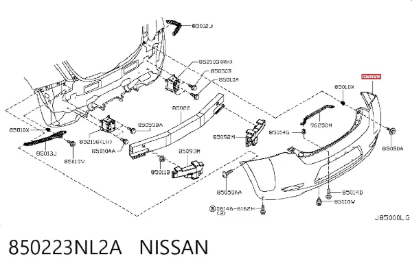 Задній бампер 850223NL2A Nissan/Infiniti