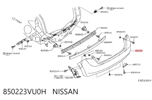 Задній бампер 850223VU0H Nissan/Infiniti