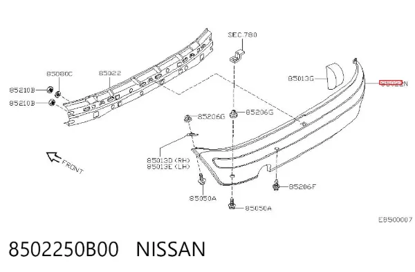 Задній бампер 8502250B00 Nissan/Infiniti