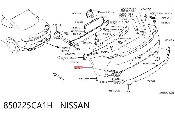 Задній бампер 850225CA1H Nissan/Infiniti