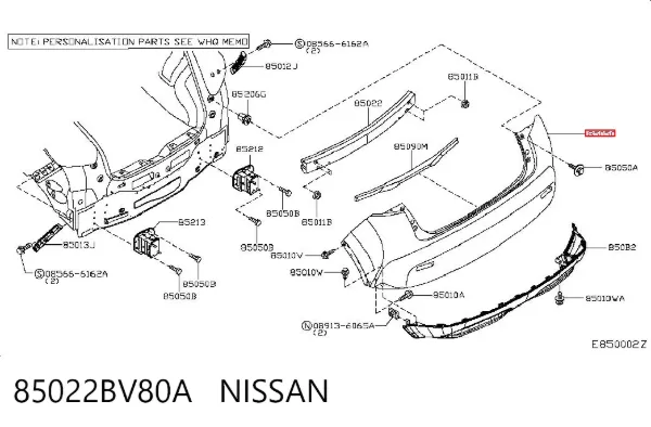 Задній бампер 85022BV80A Nissan/Infiniti