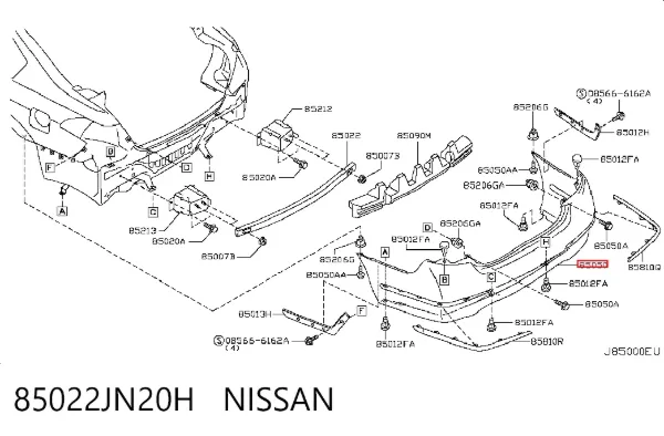Задній бампер Nissan Teana J32