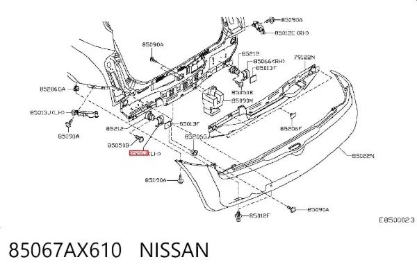 Кронштейн підсилювача заднього бампера 85067AX610 Nissan/Infiniti