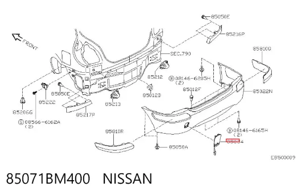 Заглушка бампера буксирувального гака, задня 85071BM400 Nissan/Infiniti