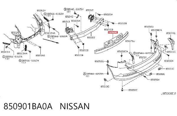Абсорбер (наповнювач) бампера заднього 850901BA0A Nissan/Infiniti