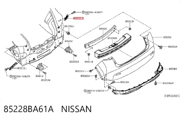 Направляюча заднього бампера, права 85228BA61A Nissan/Infiniti