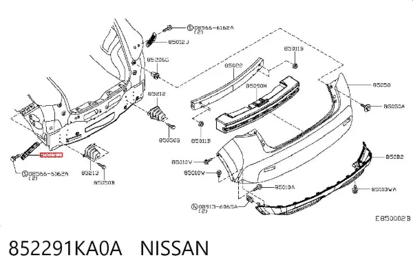 Направляюча заднього бампера, ліва 852291KA0A Nissan/Infiniti