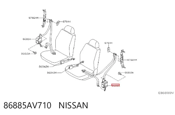 Пасок безпеки передній лівий 86885AV710 Nissan/Infiniti