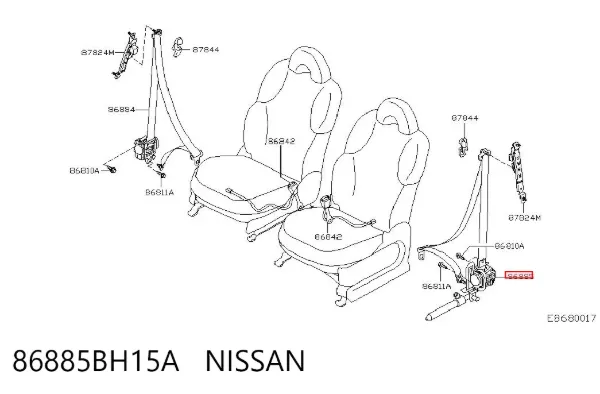 Пасок безпеки передній лівий 86885BH15A Nissan/Infiniti