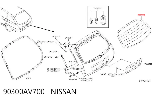 Скло заднє, 3/5-й двері (ляди) 90300AV700 Nissan/Infiniti