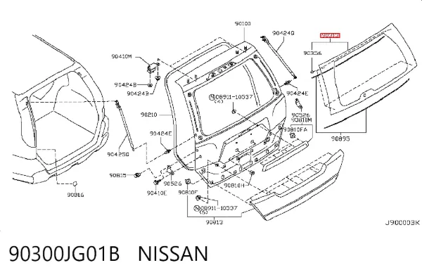 Скло заднє, 3/5-й двері (ляди) 90300JG01B Nissan/Infiniti