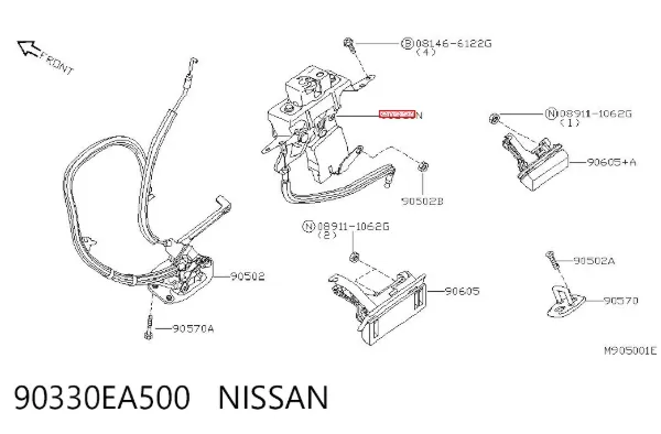 Замок скла задньої 3/5-ї двері (ляди) 90330EA500 Nissan/Infiniti