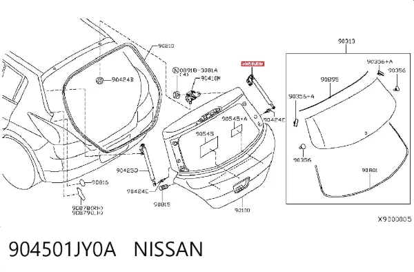 Амортизатор багажника 904501JY0A Nissan/Infiniti