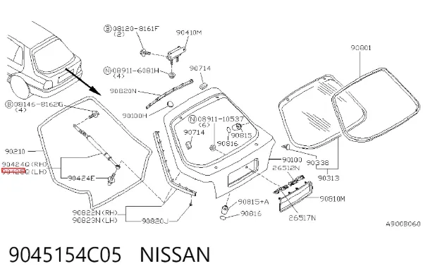 Амортизатор багажника 9045154C05 Nissan/Infiniti