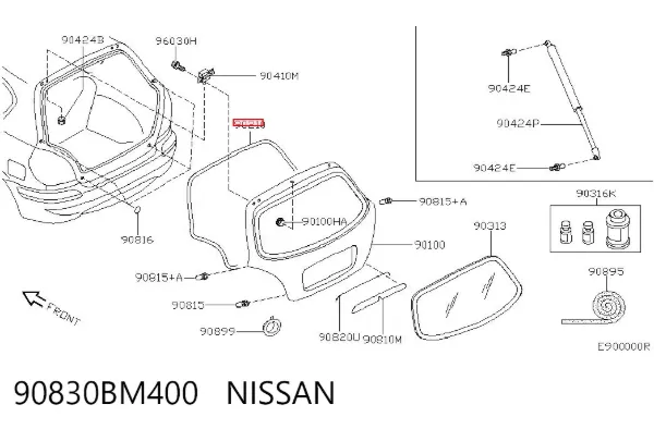 Ущільнювач задніх 3/5-й двері 90830BM400 Nissan/Infiniti