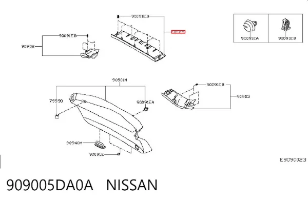 Обшивка-облицювання кришки багажника 909005DA0A Nissan/Infiniti