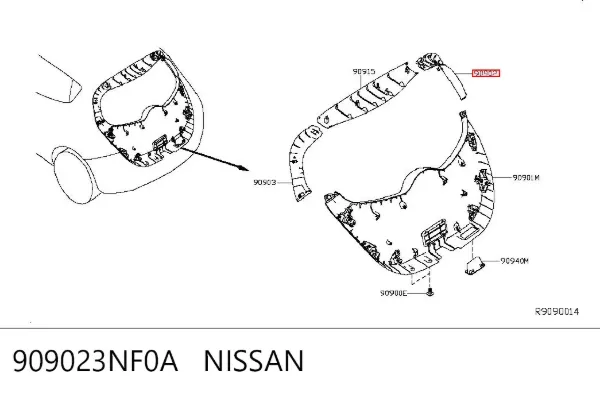 Обшивка-облицювання кришки багажника 909023NF0A Nissan/Infiniti