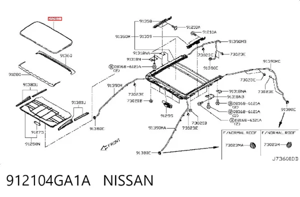Скло люка даху 912104GA1A Nissan/Infiniti