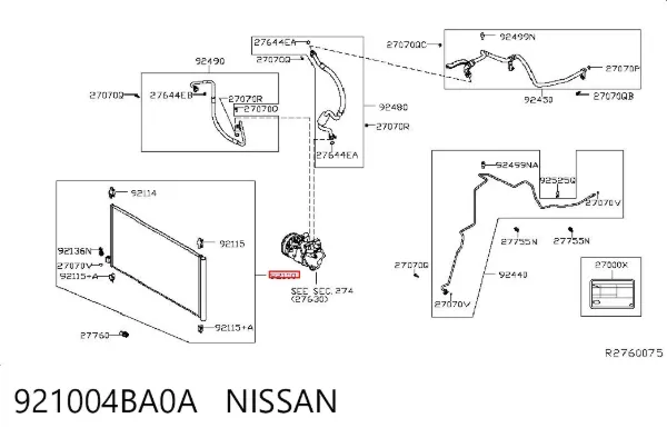 Радіатор кондиціонера 921004BA0A Nissan/Infiniti
