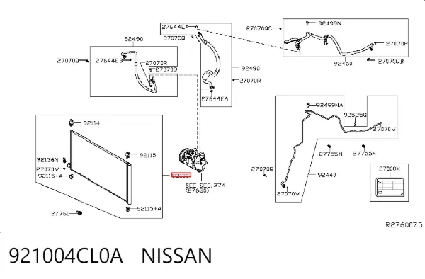 Радіатор кондиціонера 921004CL0A Nissan/Infiniti