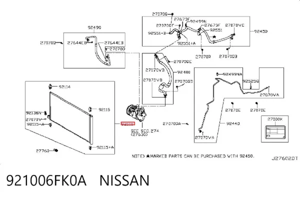 Радіатор кондиціонера 921006FK0A Nissan/Infiniti
