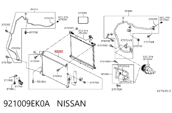 Радіатор кондиціонера 921009EK0A Nissan/Infiniti
